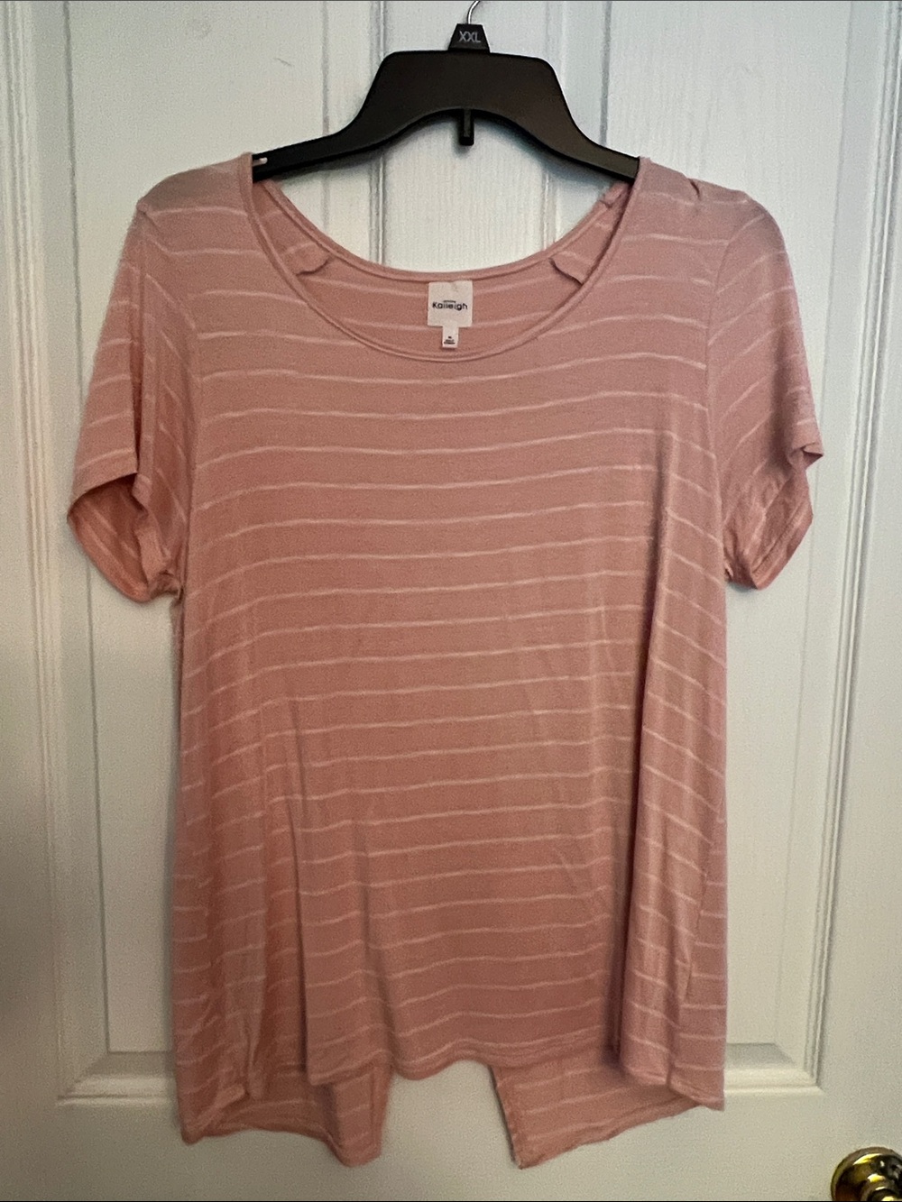 Kaileigh dusty pink striped scoop neck short sleeve top